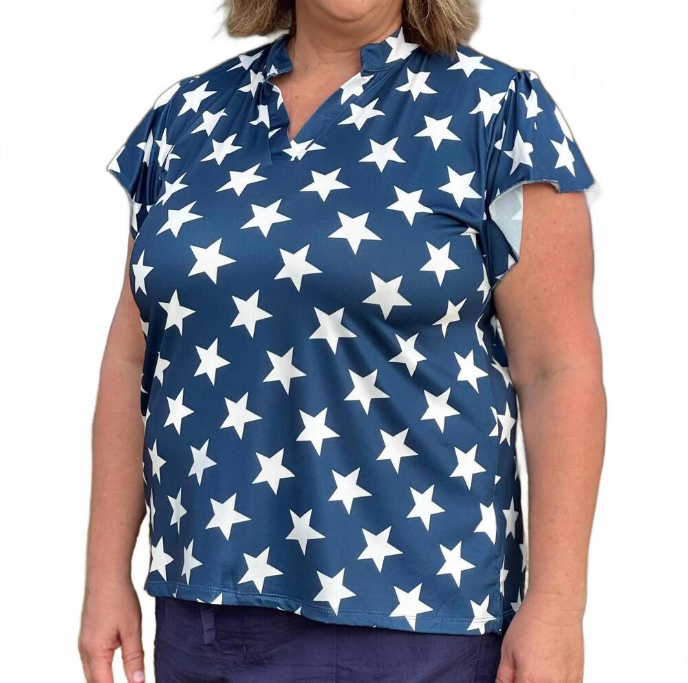 NEW SOUTHERN GRACE nicole v-neck top in stars